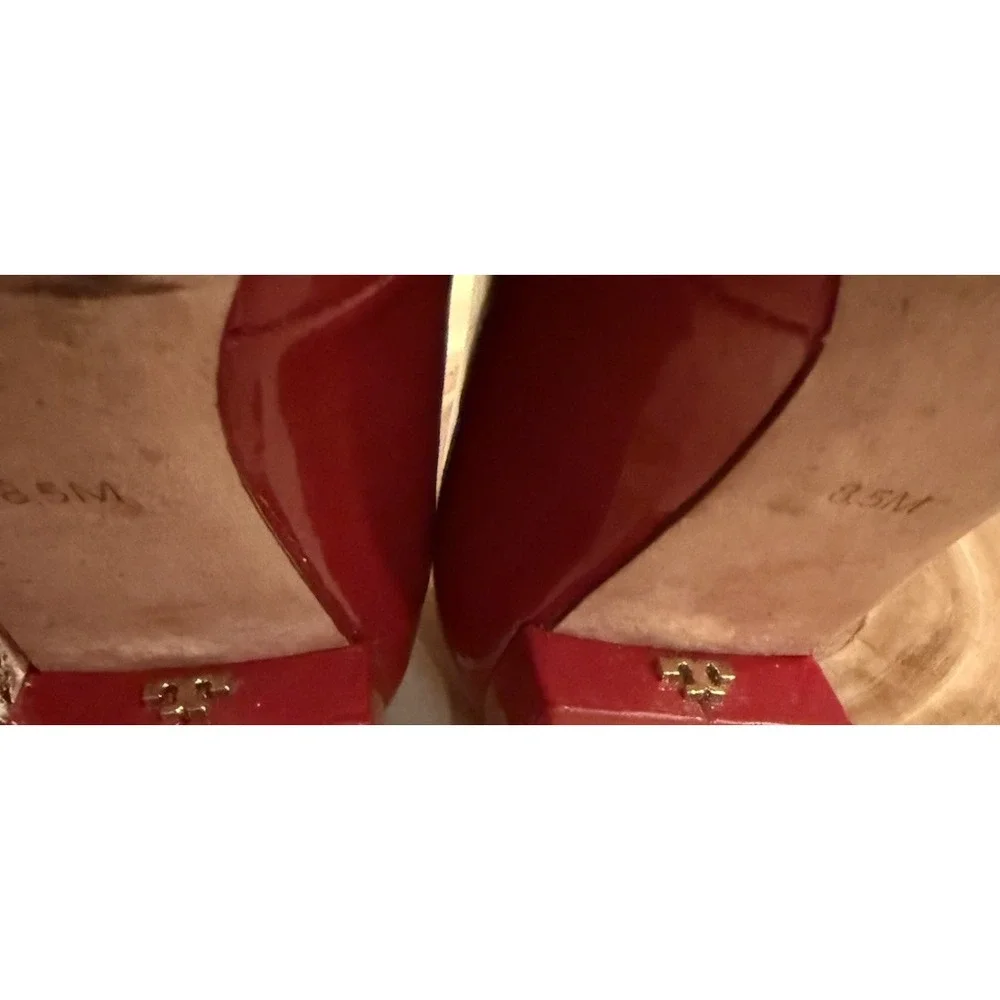 Tory Burch Gigi Women's Red Patent Leather Block Heel Pumps Size 8.5! $285‎